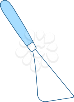 Palette Knife Icon. Thin Line With Blue Fill Design. Vector Illustration.