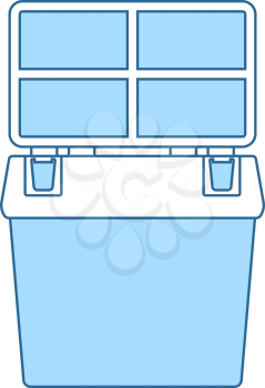Icon Of Fishing Opened Box. Thin Line With Blue Fill Design. Vector Illustration.