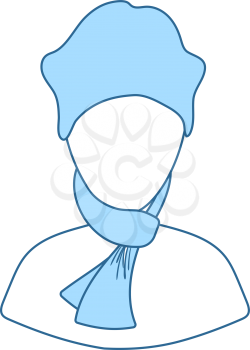 Poet Icon. Thin Line With Blue Fill Design. Vector Illustration.