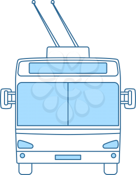 Trolleybus Icon. Thin Line With Blue Fill Design. Vector Illustration.