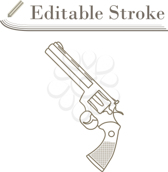 Revolver Gun Icon. Editable Stroke Simple Design. Vector Illustration.