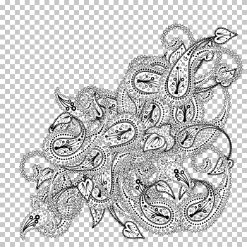 Paisley Pattern With Copy-Space Frame. Transparency Grid Design. Vector Illustration.