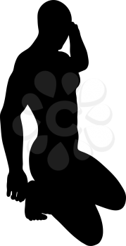 Sitting Pose Man Silhouette. Very smooth and detailed. Vector illustration.    