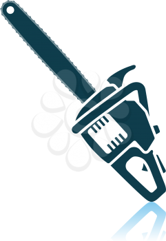 Chain Saw Icon. Shadow Reflection Design. Vector Illustration.