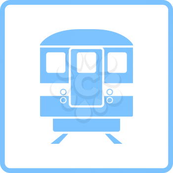 Subway Train Icon Front View. Blue Frame Design. Vector Illustration.
