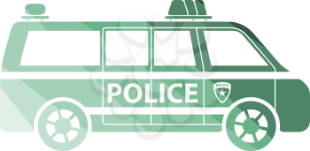 Police Van Icon. Flat Color Ladder Design. Vector Illustration.
