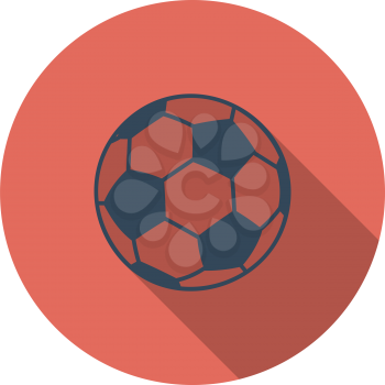 Soccer Ball Icon. Flat Circle Stencil Design With Long Shadow. Vector Illustration.