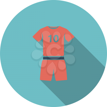 Soccer Uniform Icon. Flat Circle Stencil Design With Long Shadow. Vector Illustration.