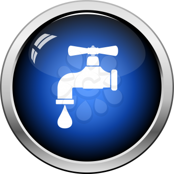 Icon Of Pipe With Valve. Glossy Button Design. Vector Illustration.