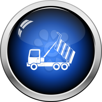 Icon Of Tipper. Glossy Button Design. Vector Illustration.