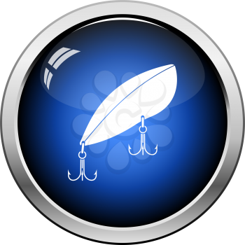 Icon Of Fishing Spoon. Glossy Button Design. Vector Illustration.