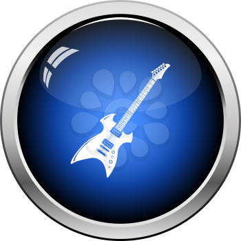 Electric Guitar Icon. Glossy Button Design. Vector Illustration.