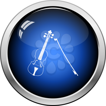 Violin Icon. Glossy Button Design. Vector Illustration.