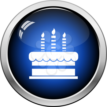 Party Cake Icon. Glossy Button Design. Vector Illustration.