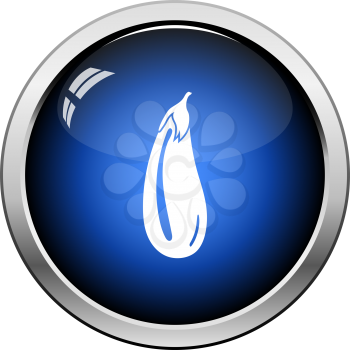 Eggplant Icon. Glossy Button Design. Vector Illustration.