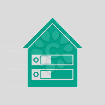 Datacenter Icon. Green on Gray Background. Vector Illustration.