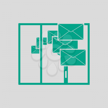 Mailing Icon. Green on Gray Background. Vector Illustration.