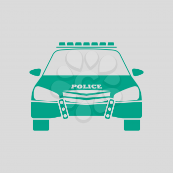 Police Icon Front View. Green on Gray Background. Vector Illustration.