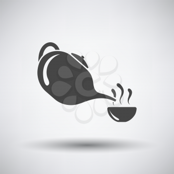 SPA tea pot with cup icon on gray background with round shadow. Vector illustration.