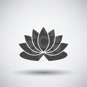 Lotus flower icon on gray background with round shadow. Vector illustration.