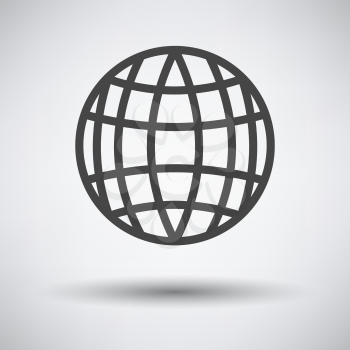 Globe Icon. Dark Gray on Gray Background With Round Shadow. Vector Illustration.