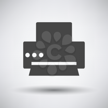 Printer Icon. Dark Gray on Gray Background With Round Shadow. Vector Illustration.