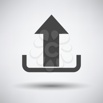 Upload Icon. Dark Gray on Gray Background With Round Shadow. Vector Illustration.