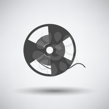 Reel Tape Icon. Dark Gray on Gray Background With Round Shadow. Vector Illustration.