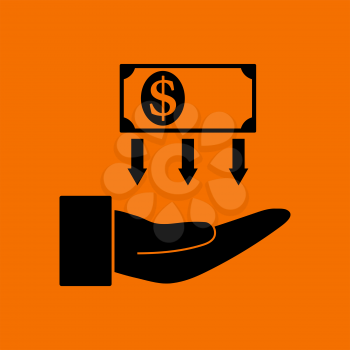 Return Investment Icon. Black on Orange Background. Vector Illustration.