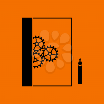 Product Development Icon. Black on Orange Background. Vector Illustration.