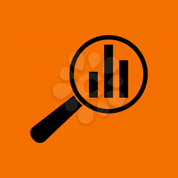 Analytics Icon. Black on Orange Background. Vector Illustration.