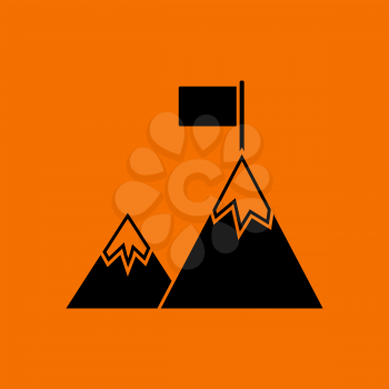 Mission Icon. Black on Orange Background. Vector Illustration.