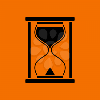 Hourglass Icon. Black on Orange Background. Vector Illustration.