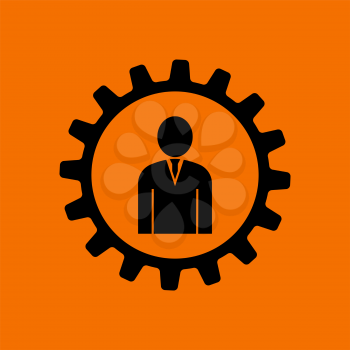 Teamwork Icon. Black on Orange Background. Vector Illustration.