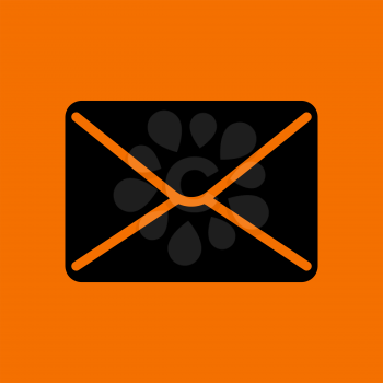 Mail Icon. Black on Orange Background. Vector Illustration.