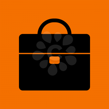 Briefcase Icon. Black on Orange Background. Vector Illustration.