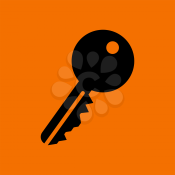 Key Icon. Black on Orange Background. Vector Illustration.