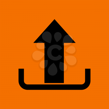 Upload Icon. Black on Orange Background. Vector Illustration.