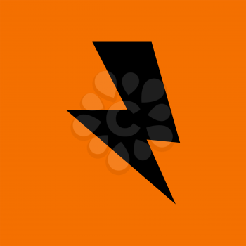 Reversed Bolt Icon. Black on Orange Background. Vector Illustration.