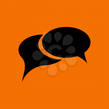 Chat Icon. Black on Orange Background. Vector Illustration.