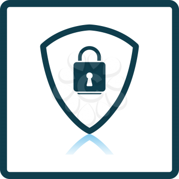 Data Security Icon. Square Shadow Reflection Design. Vector Illustration.