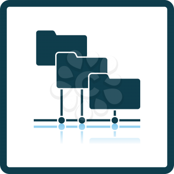 Folder Network Icon. Square Shadow Reflection Design. Vector Illustration.