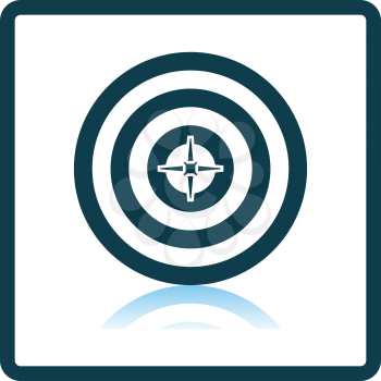 Target With Dart In Center Icon. Square Shadow Reflection Design. Vector Illustration.
