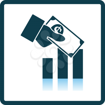 Investment Icon. Square Shadow Reflection Design. Vector Illustration.