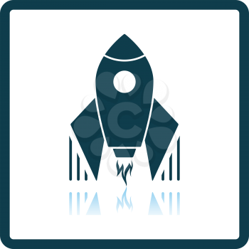 Startup Rocket Icon. Square Shadow Reflection Design. Vector Illustration.