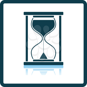 Hourglass Icon. Square Shadow Reflection Design. Vector Illustration.