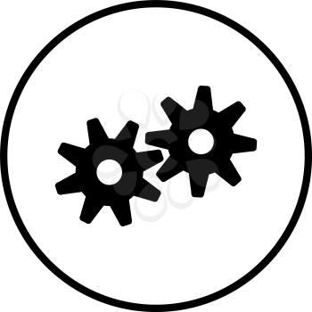 Gears Icon. Thin Circle Stencil Design. Vector Illustration.
