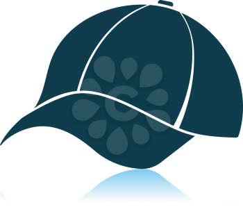 Baseball Cap Icon. Shadow Reflection Design. Vector Illustration.