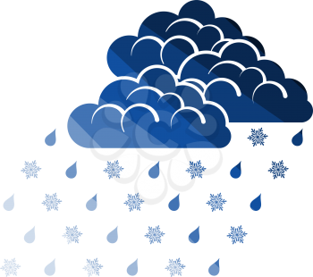 Rain With Snow Icon. Flat Color Ladder Design. Vector Illustration.
