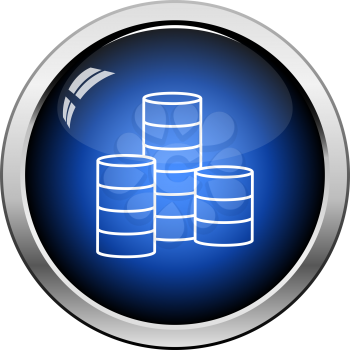 Coin Stack Icon. Glossy Button Design. Vector Illustration.